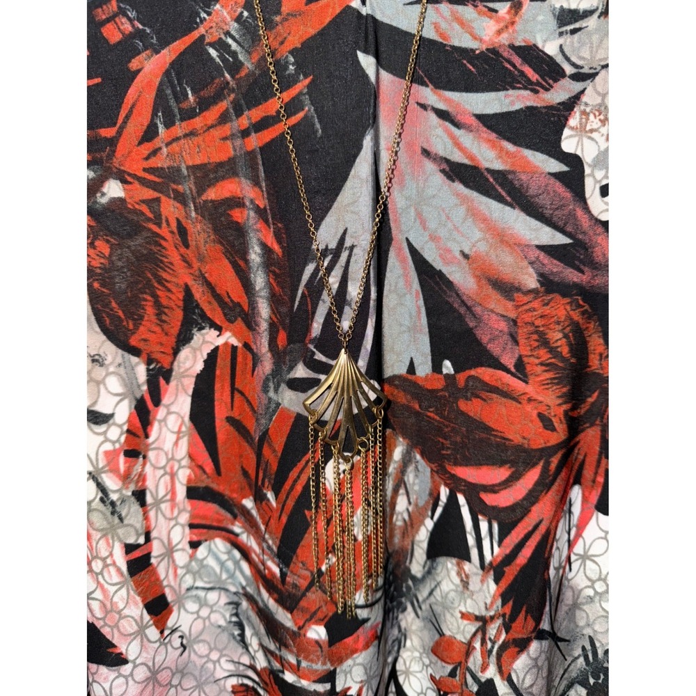 Mlle Gabrielle Women XL Sleeveless Tropical Floral Asymmetrical‎ Boho Midi Dress - Picture 9 of 11